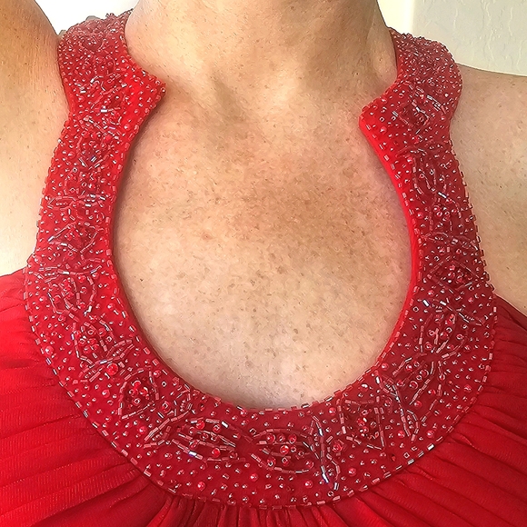 💃Xscape by Joanna Chen EUC Red Sz 4 Embellished Mini Dancing Dress ❤️ - Picture 7 of 17